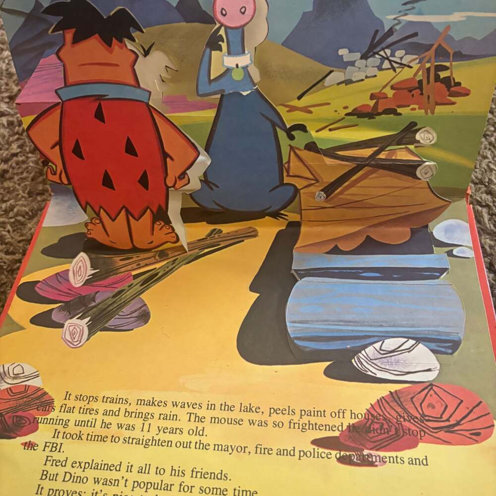 Vintage Flintstones Pop-Up Books: "Hiccups" & "The Unhappy Rich Man" Set of 2 - Picture 7 of 7